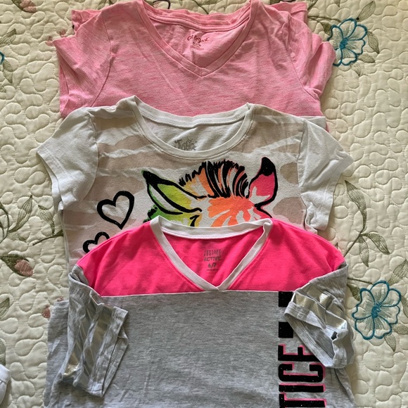 Bundle of 3 Girls SS Tops Justice & Cat & Jack - Picture 1 of 4